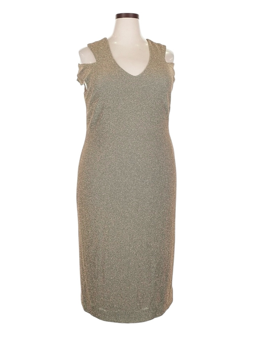 Dress The Population Bryce Gold Glitter Bodycon Midi Dress 2X NWT